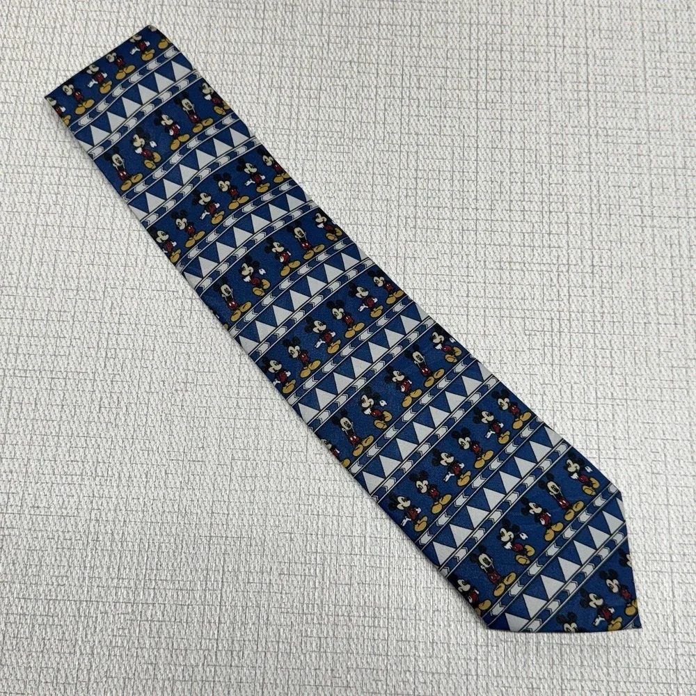 Mickey Unlimited Necktie Mens Blue Mickey Mouse‎ Geometric 90s Disneycore Retro